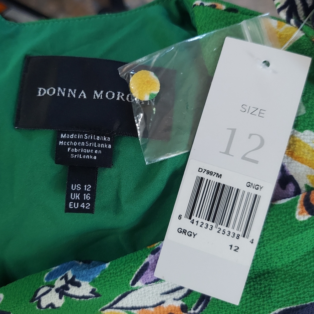 NEW Donna Morgan green floral textured dress with 1/2 sleeves - Picture 11 of 15